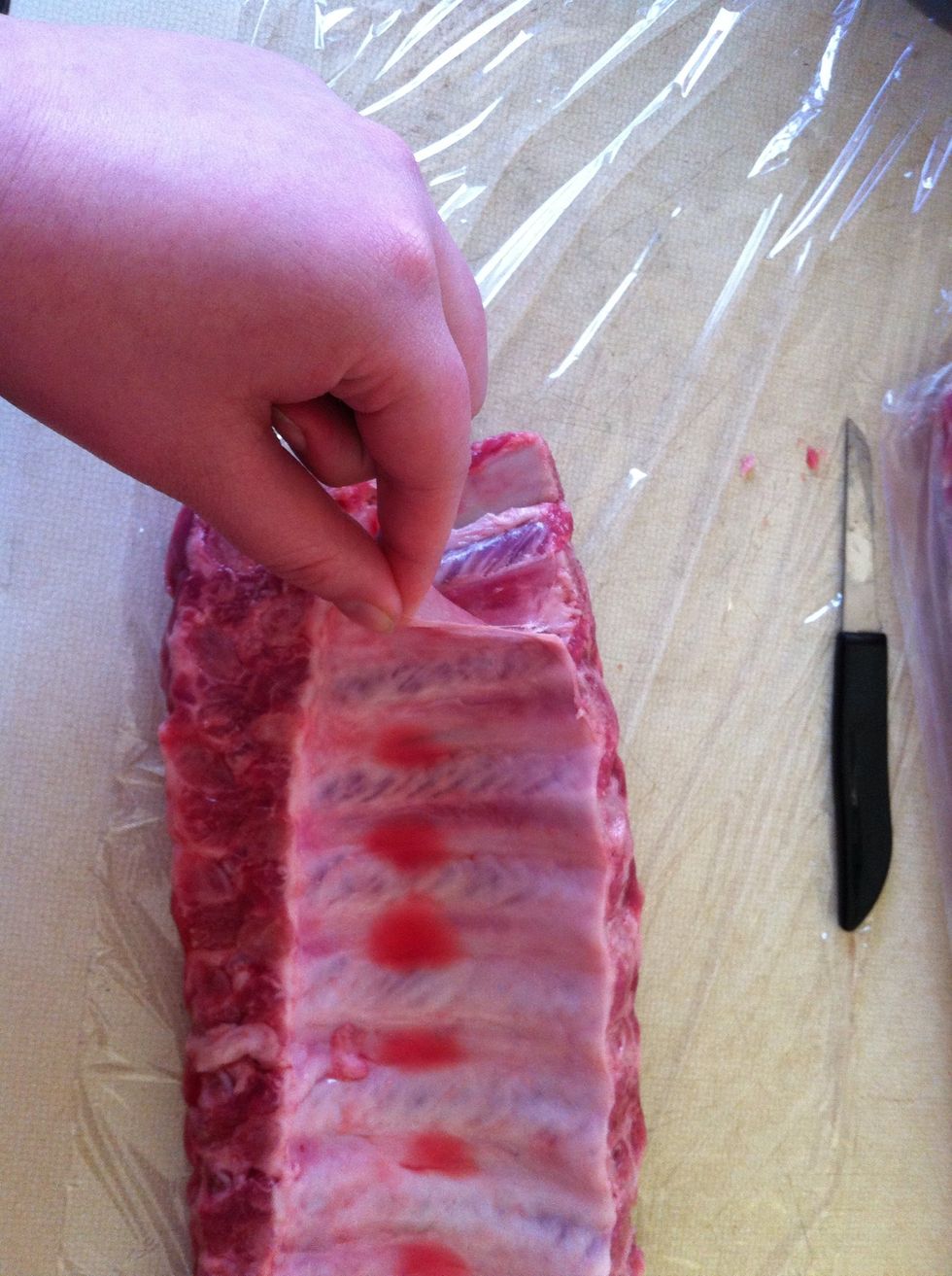 Removing the membrane.