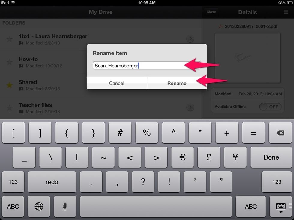 Rename the file. Select "Rename."