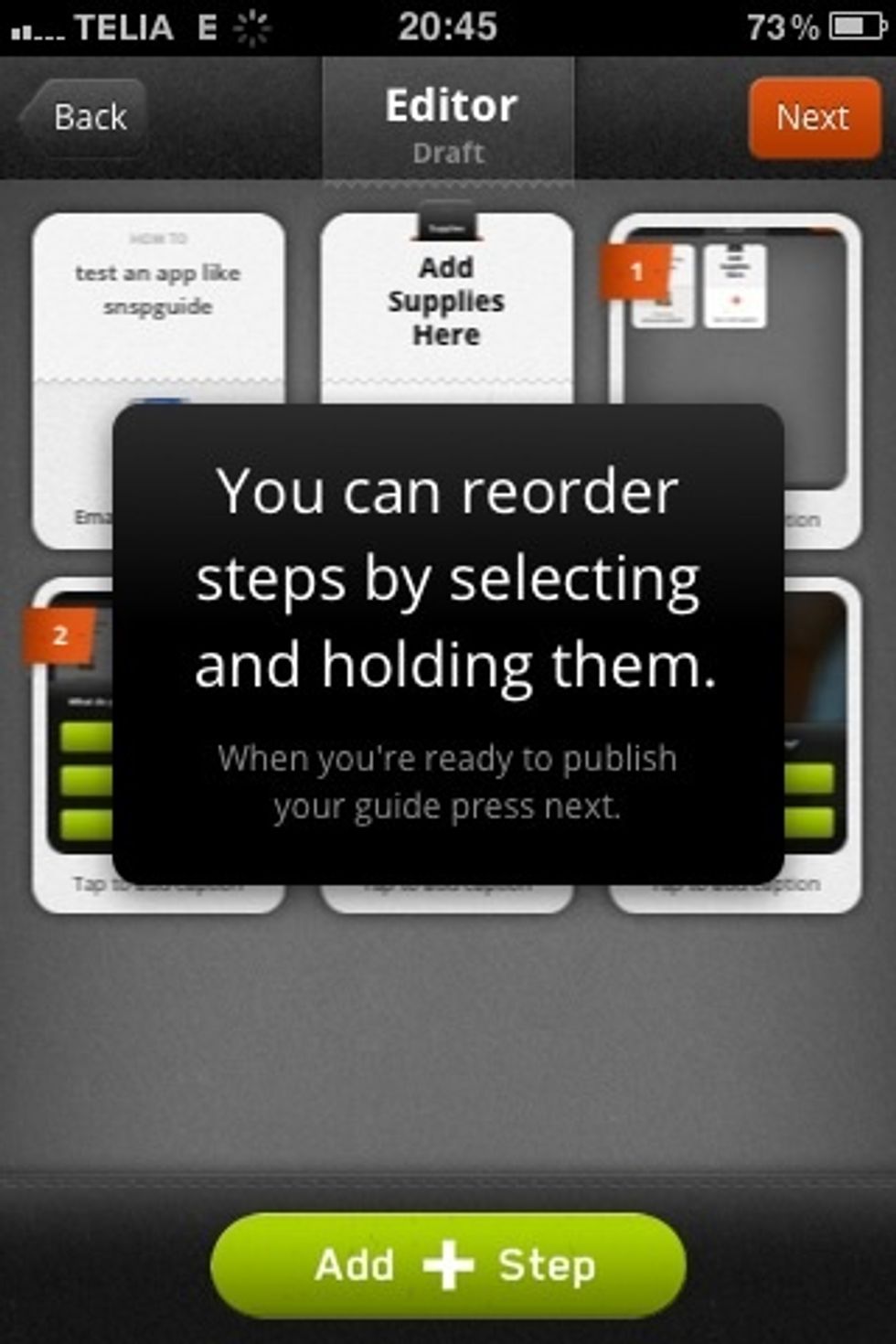 Reorder and tapp to edit captions.