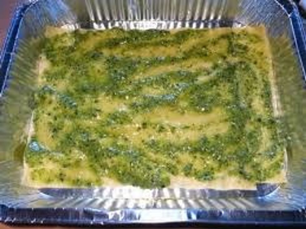 repeat 3 times finishing with the pesto