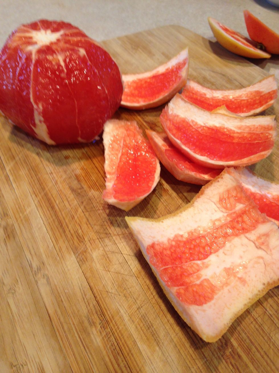 Repeat all around the grapefruit. Don't throw away the skins just yet!