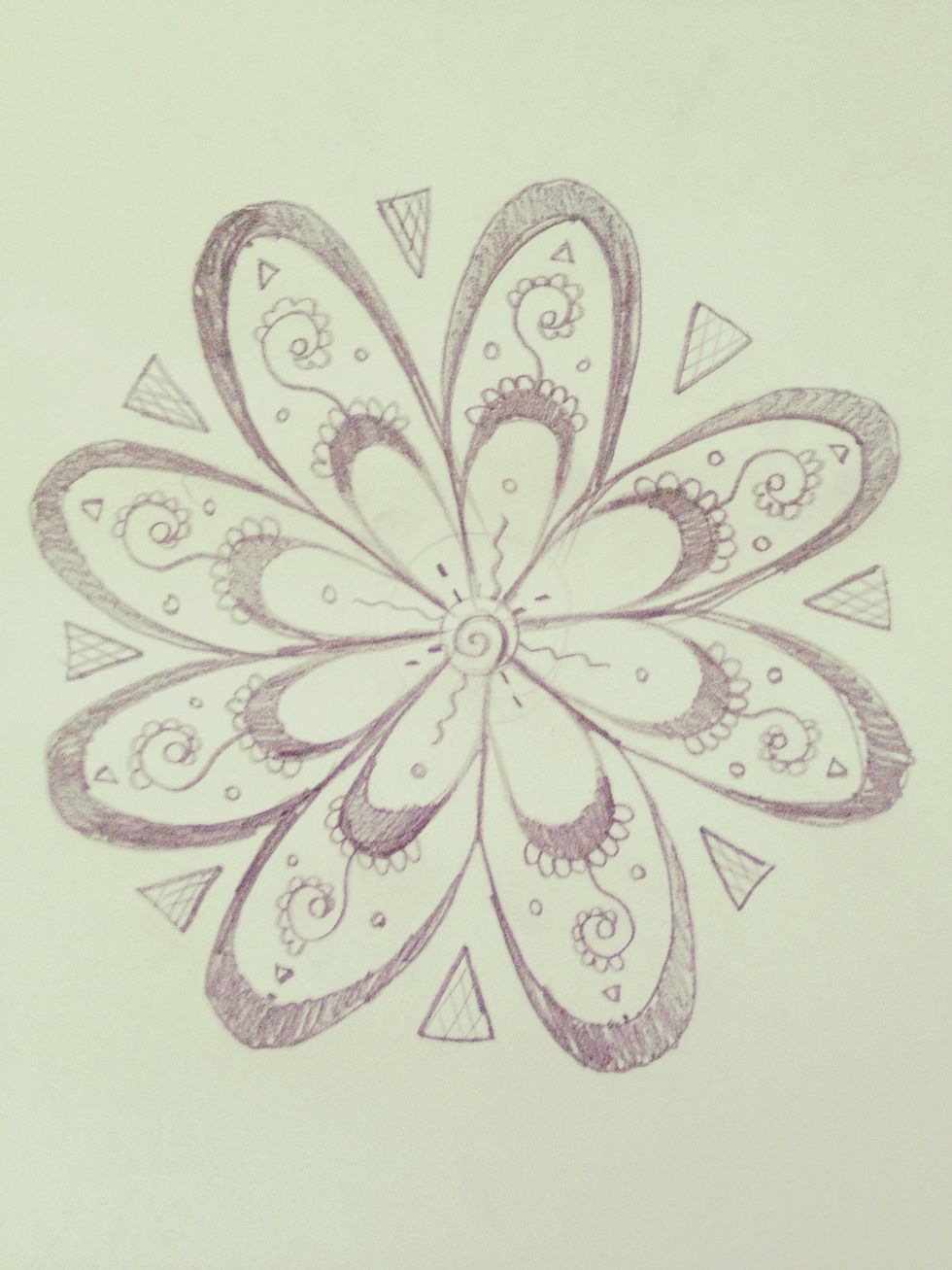 Repeat, drawing triangles and detailing them like this!