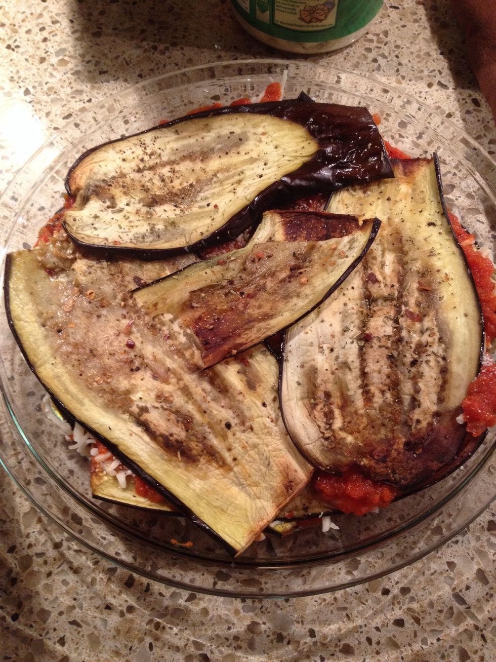 Repeat. End with a layer of cheeses.