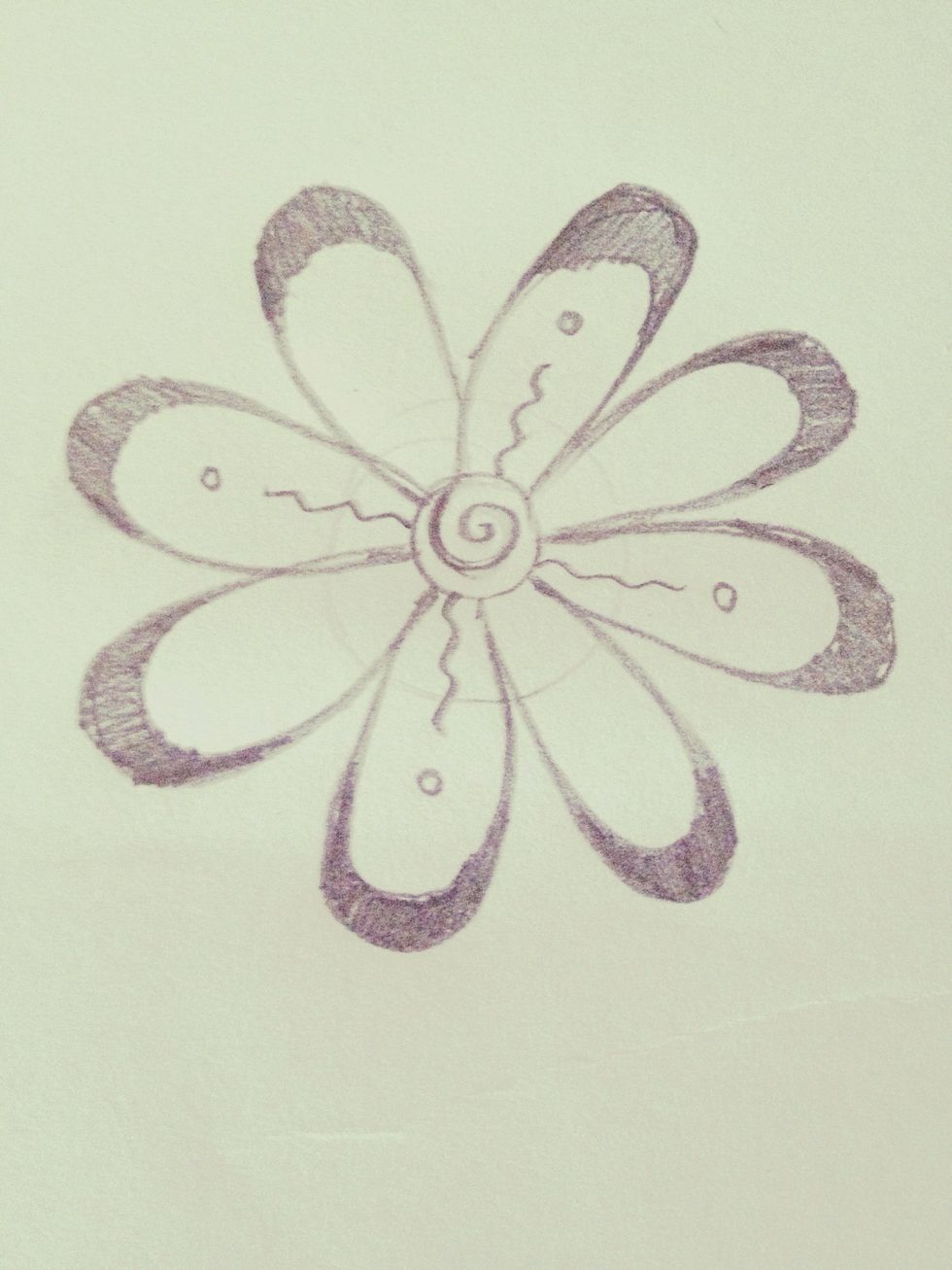 Repeat for all petals that have the squiggly line.