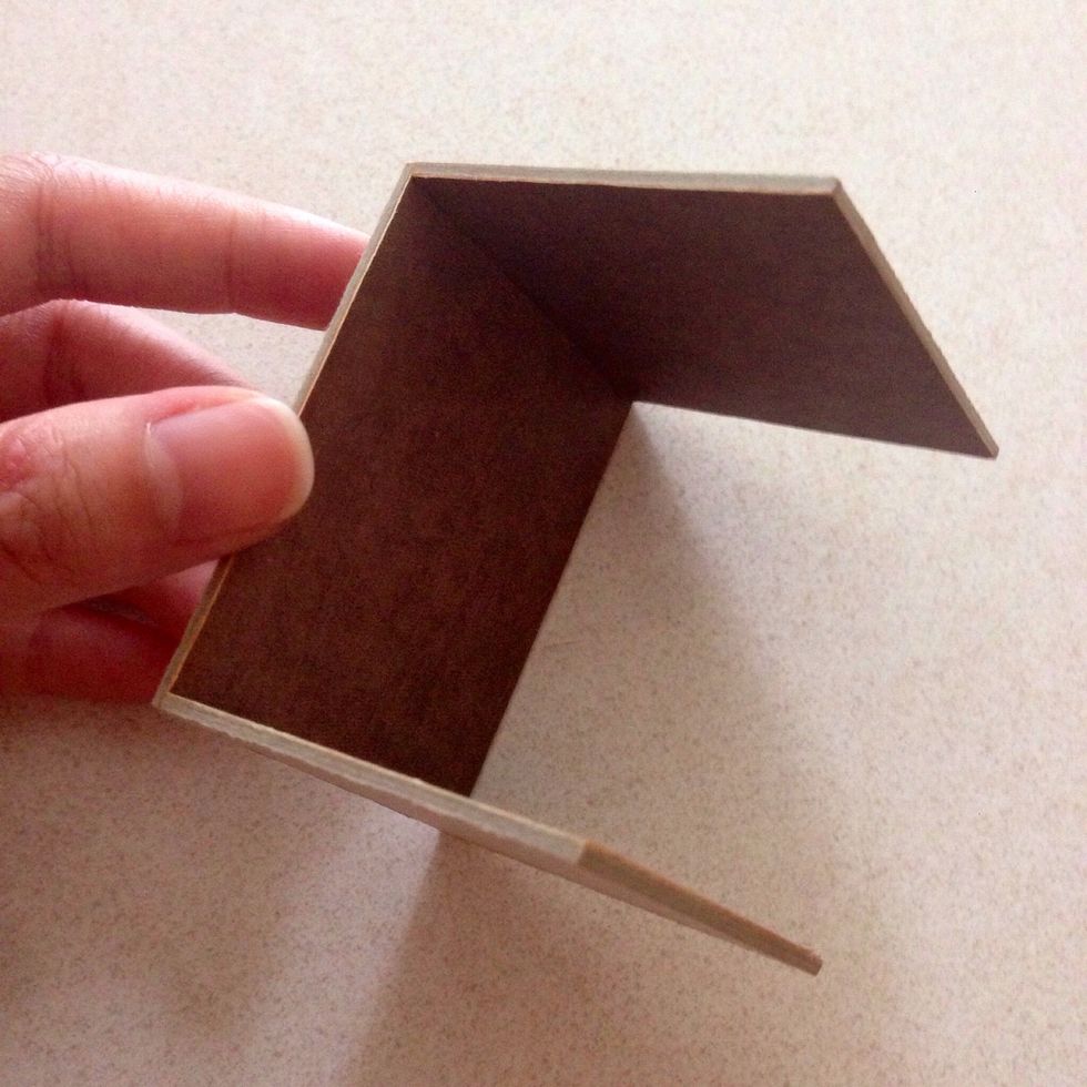 Repeat for the other 2" x 2" chipboard and you will get a "U" shaped assembled holder like this...