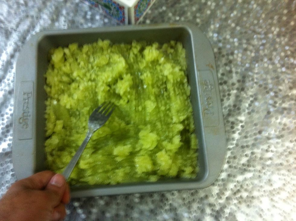 Repeat freezing and scrapping every hour till you are left with solid ice crystals.