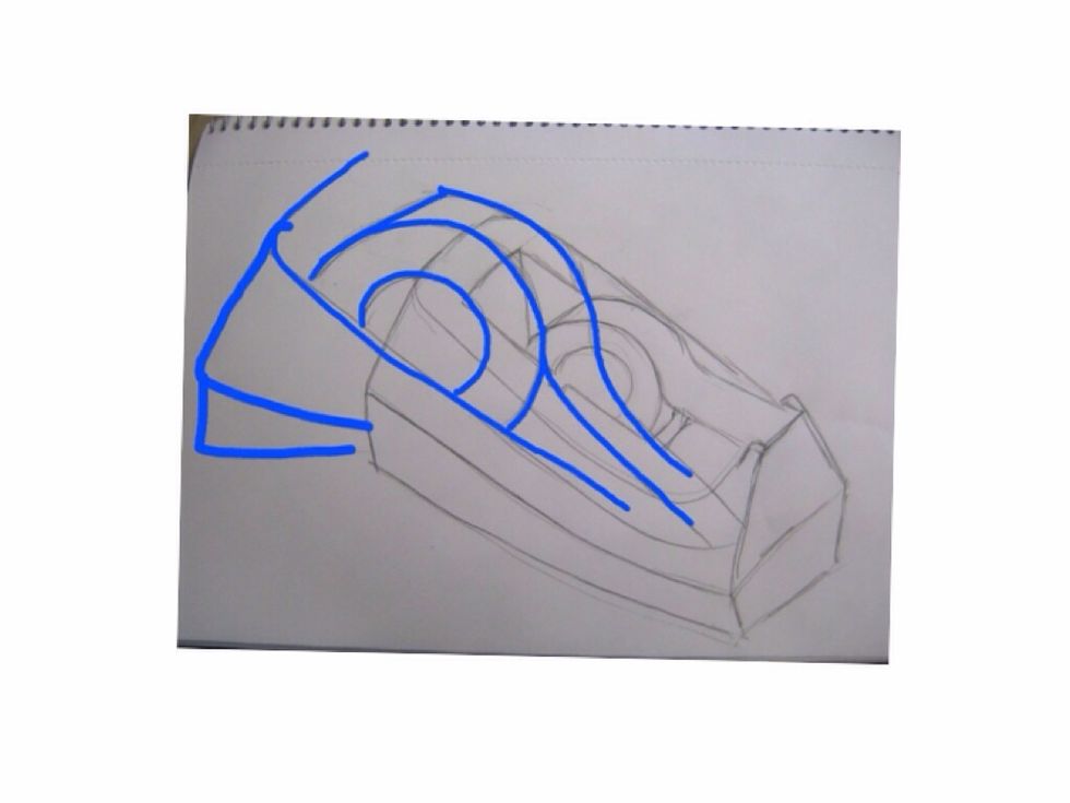 Repeat lines and shapes from your original drawing in other areas on your paper. As you draw, these will overlap.