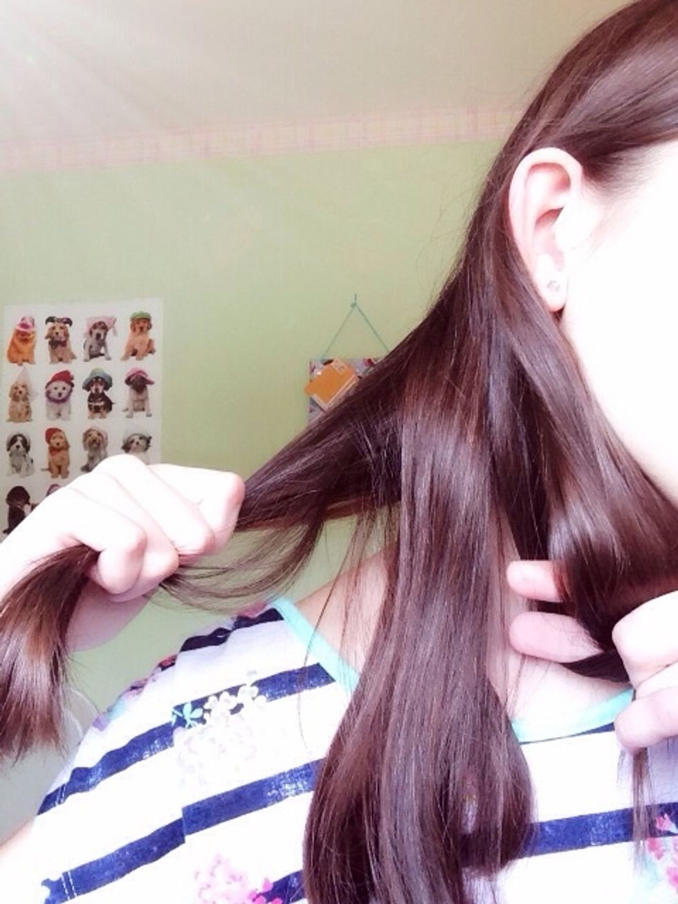 Repeat making a whole in the right section and pulling the middle through so the middle is now the the right section and the right section Is now the middle