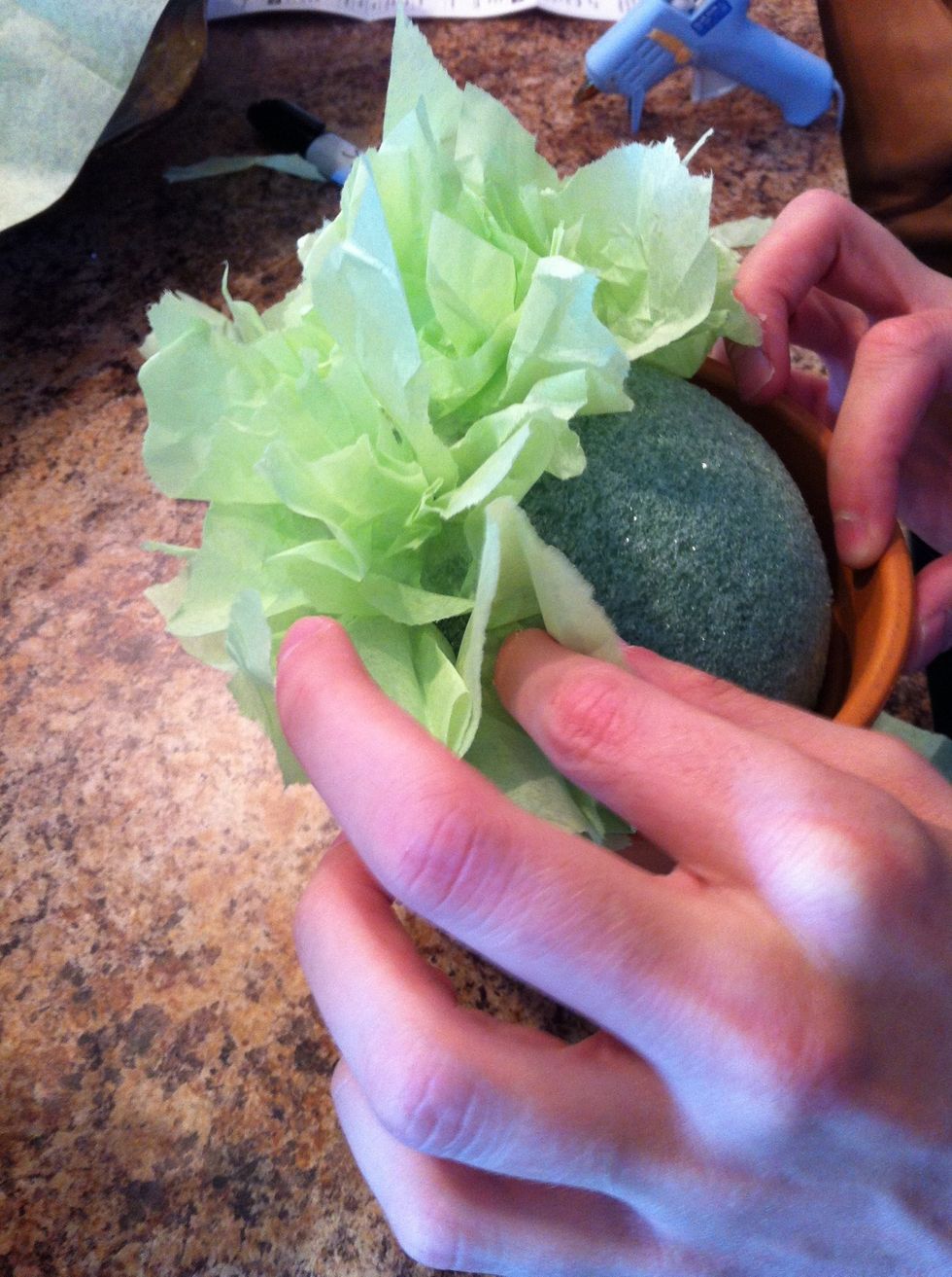 Repeat process filling your pot do that it looks like leaves