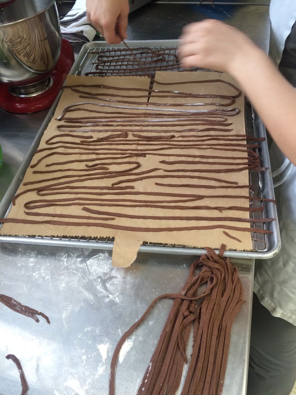 repeat process for all 4 quarters of the dough and use paper towels to separate layers