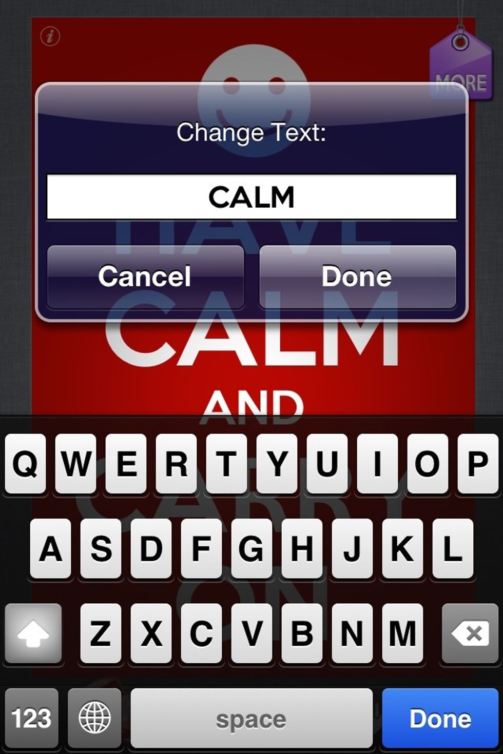 Repeat step 4 but touch 'CALM'