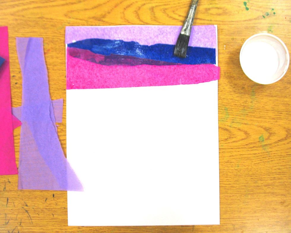 Repeat step 6 using your third color of tissue paper.