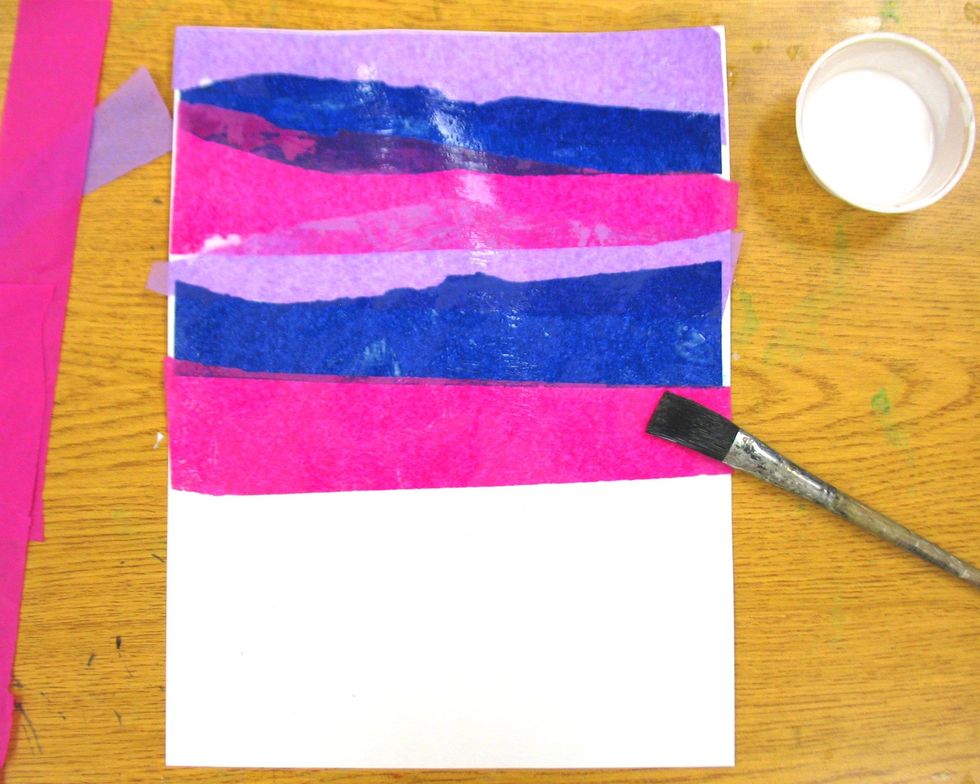 Repeat step 6 using your third color of tissue paper.
