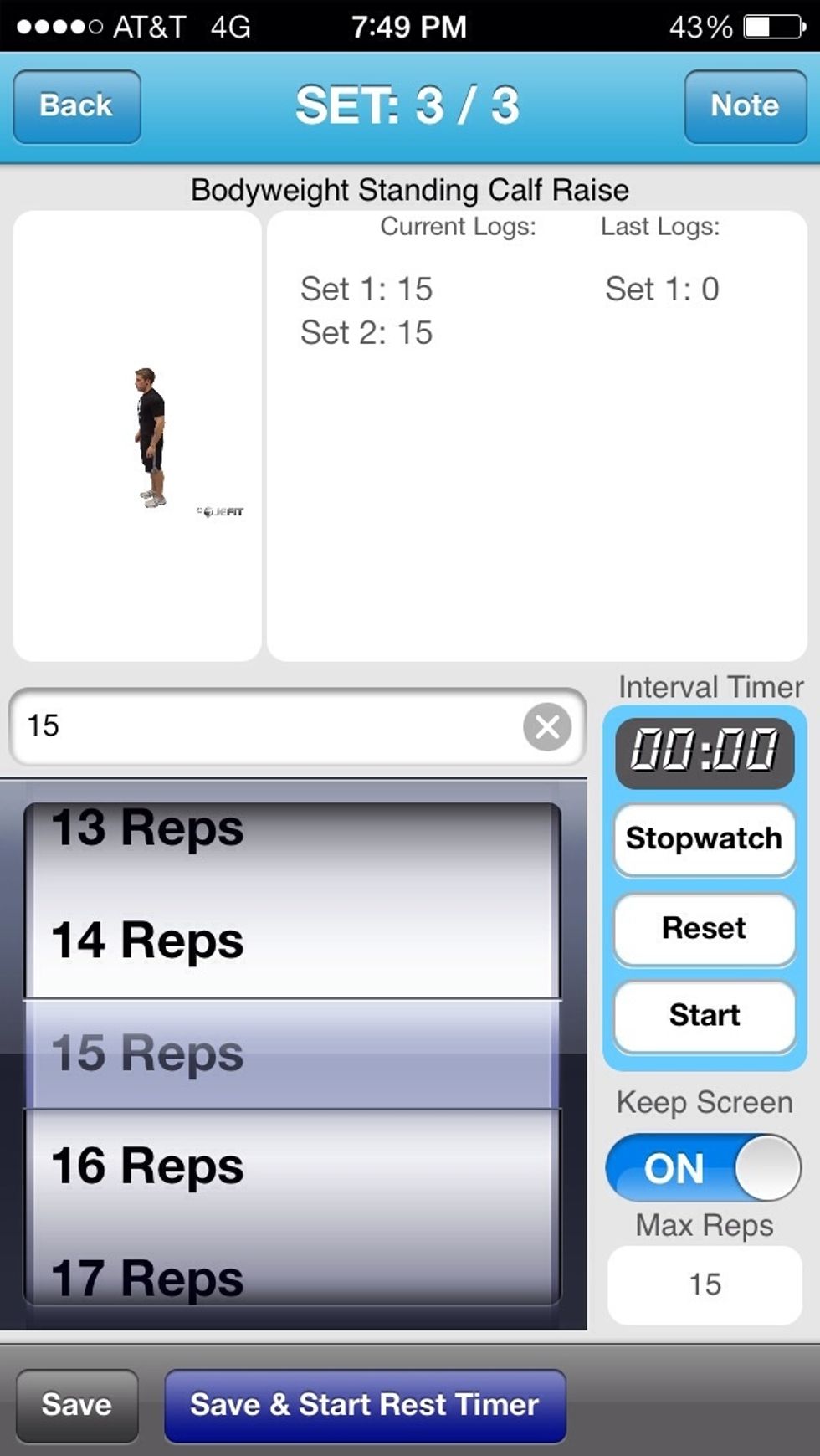 Repeat step six for each set of repetitions completed. This will be done for each exercise.