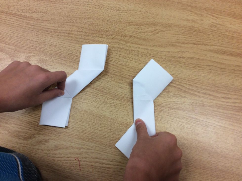 Repeat step six until both papers look like the diagram