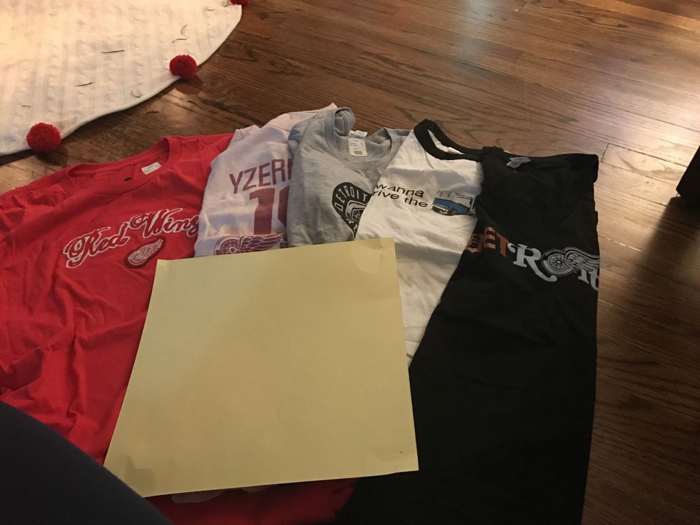 Repeat steps 1-3 with the remaining 5 shirts! You'll need 12 squares total for your blanket.