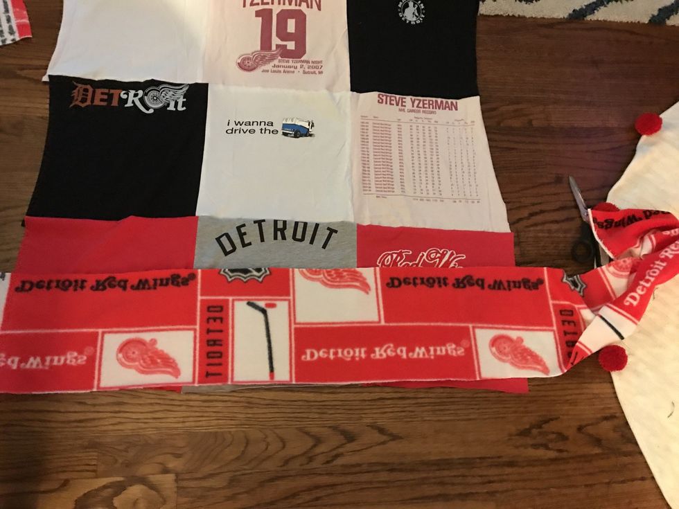 Repeat steps 29-30 for the bottom strip of fleece.