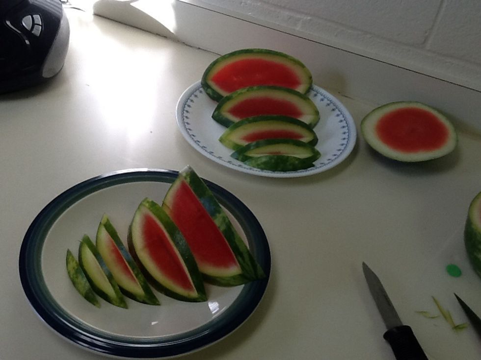 Repeat steps 3 through 6 on the other side of the water melon.