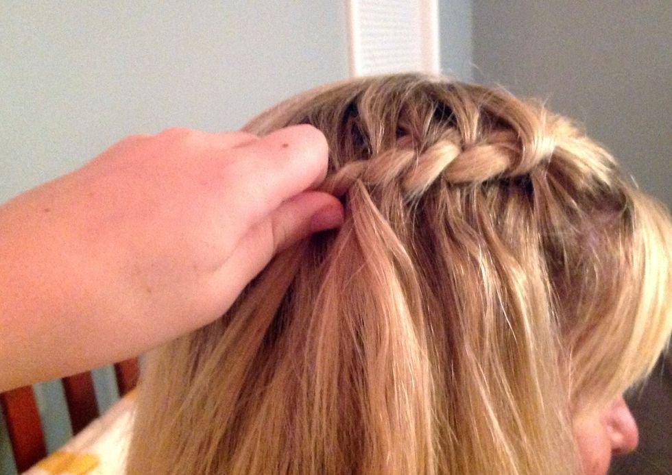 Repeat steps 4-6 until the braid is at the back of the head.