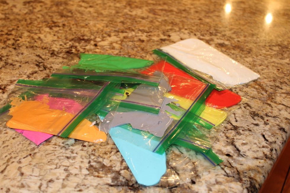 Repeat steps 7-10 until you have all the colors of icing you want