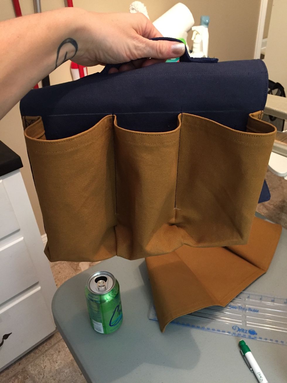 Repeat steps so both sides are sewn on and each side has 3 compartments.