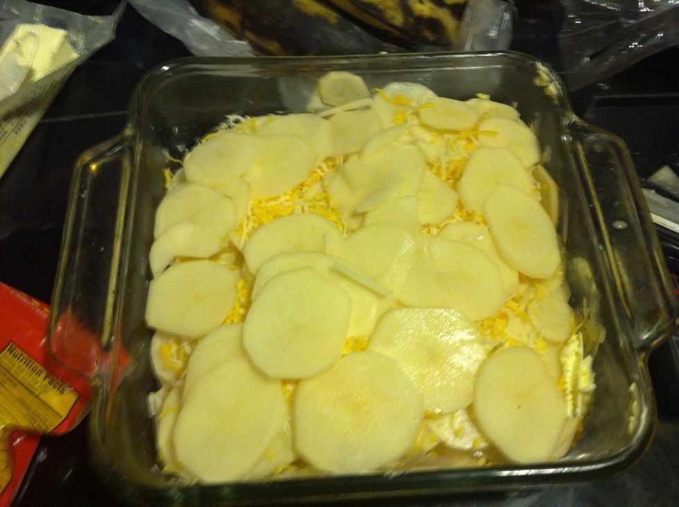 Repeat the precedent steps and no cheese on the top because the cheese will rise to the top while it's cooking