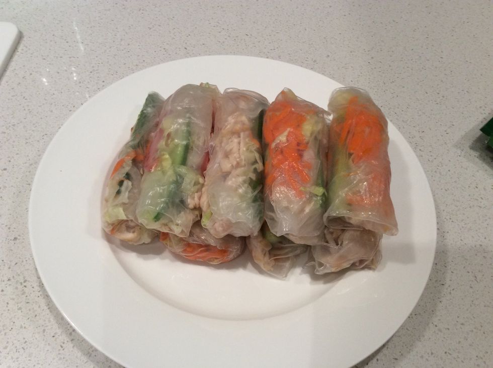 Repeat the process for the rest of the rolls and place them on a place to serve