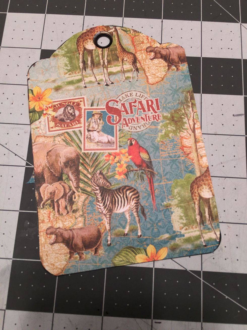 Repeat the same process for the back side of the tag to cover it with patterned paper.