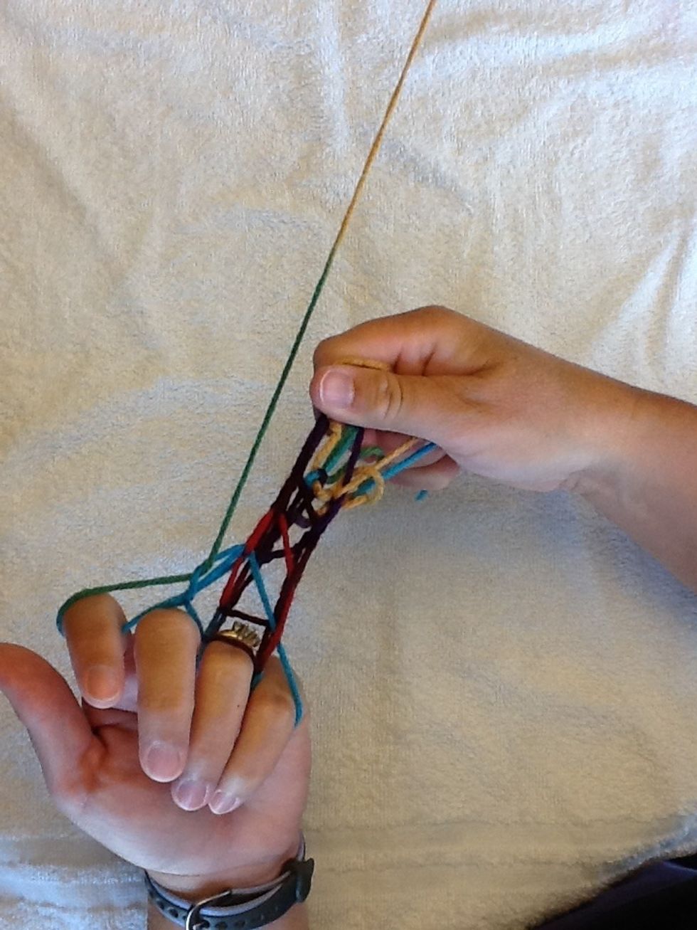 Repeat this about 10 times pulling knitting down.