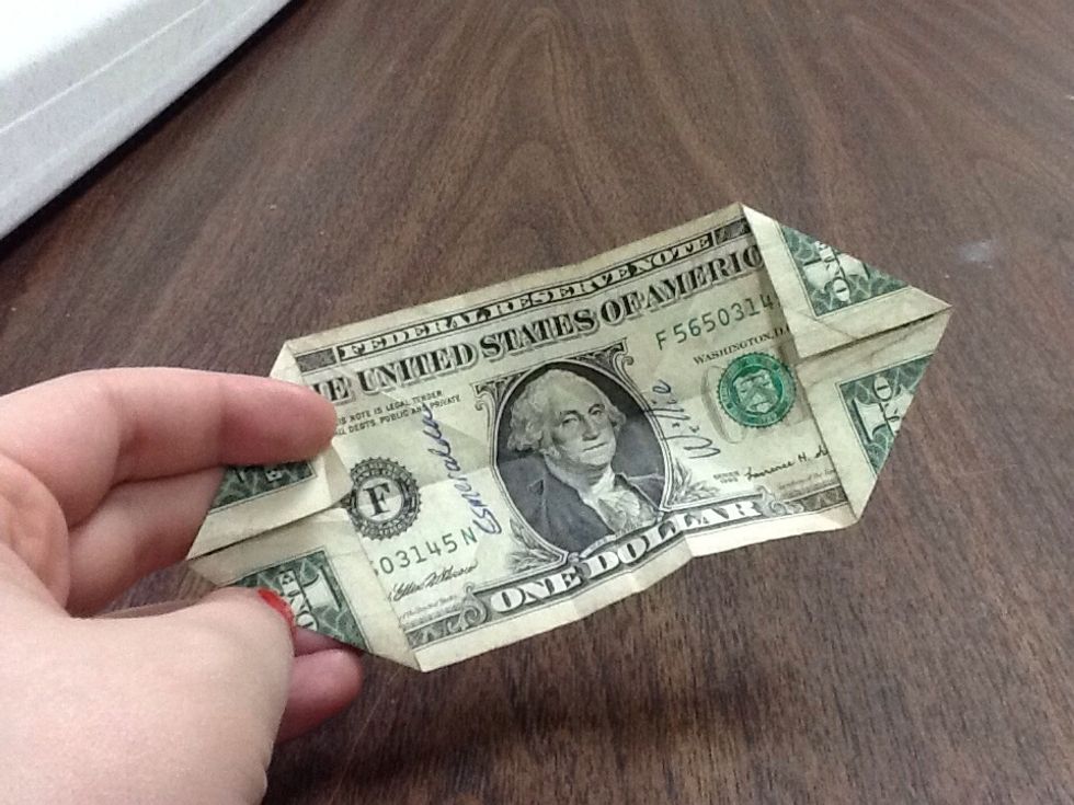 Repeat this on the other side of the dollar. Apologize to George Washington again, as this is the last time you will see his judging face.