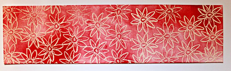 Repeat with scraps of embossed paper and Barn Door Distress Ink.