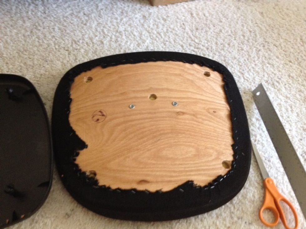 Repeat with the seat back. I covered right over the old fabric.