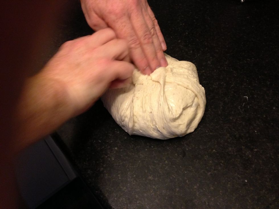 Repeating the process for each point will form the dough into a ball. Be careful not to over-work the mixture.