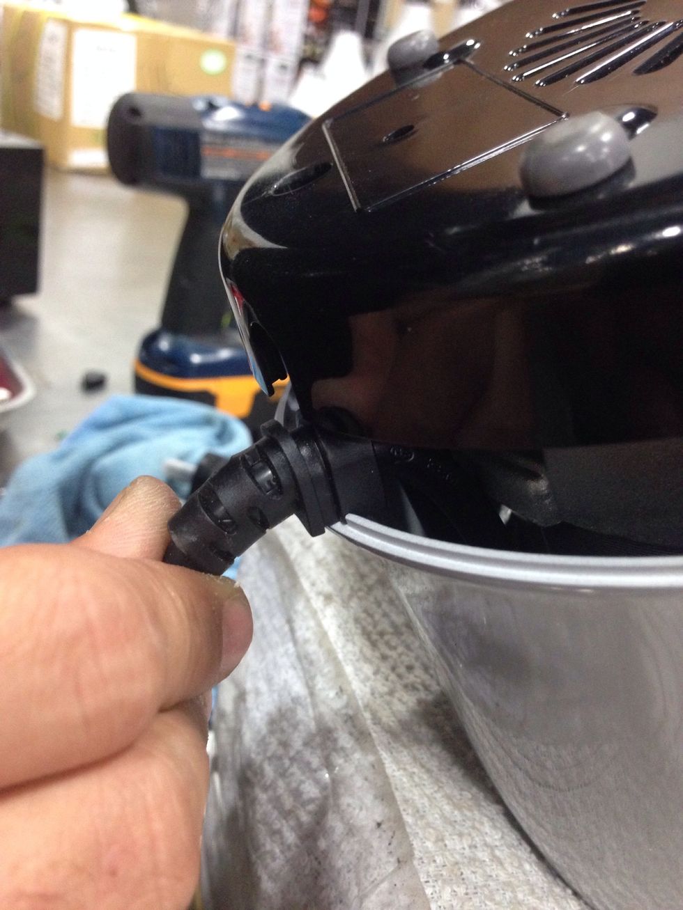 Replace the base plate, please note the position of the tension relief grommet. There is a spot that lines up with the base.