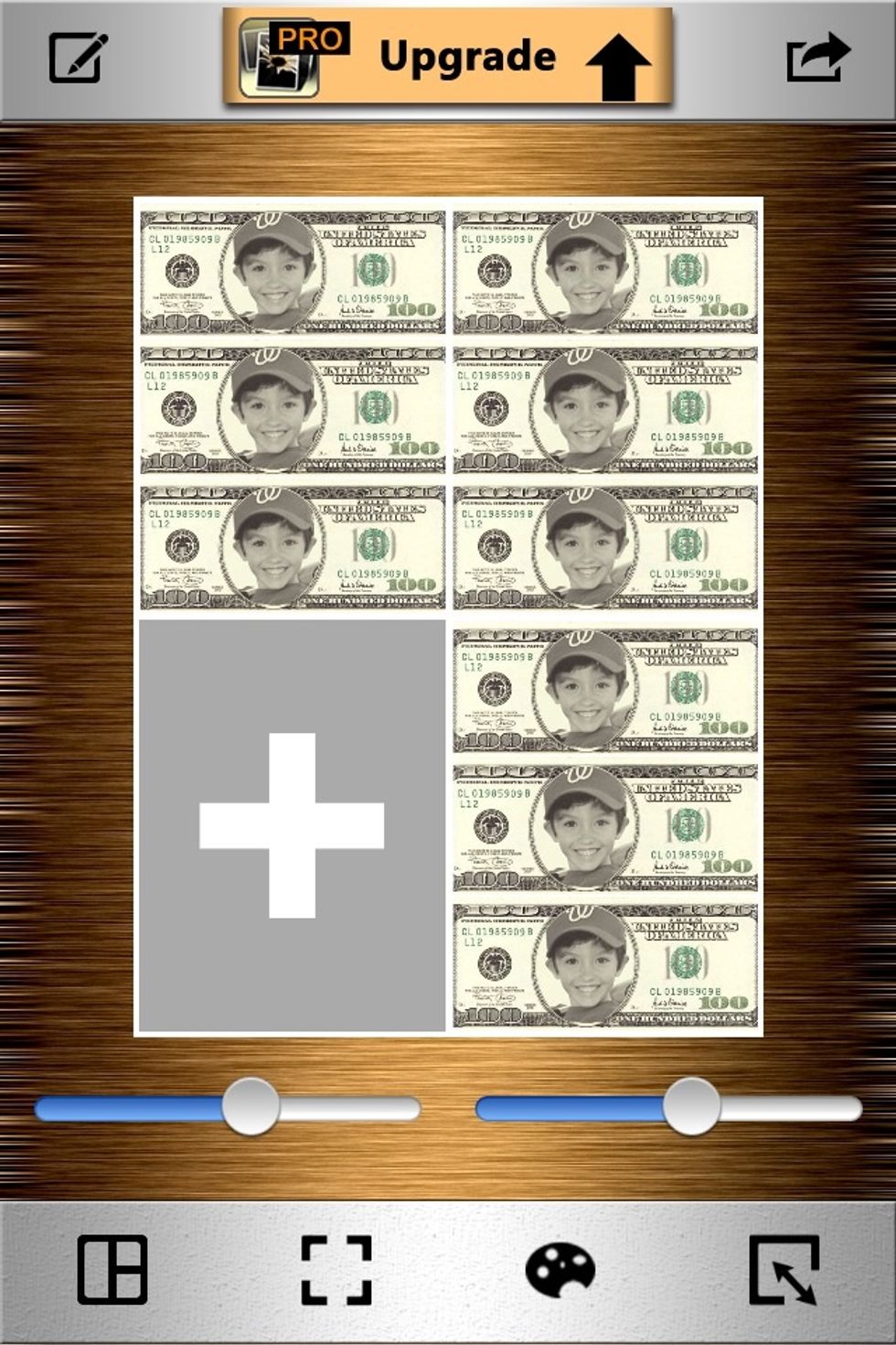 Replace with/add the three bill collage you just saved, to the slots.
