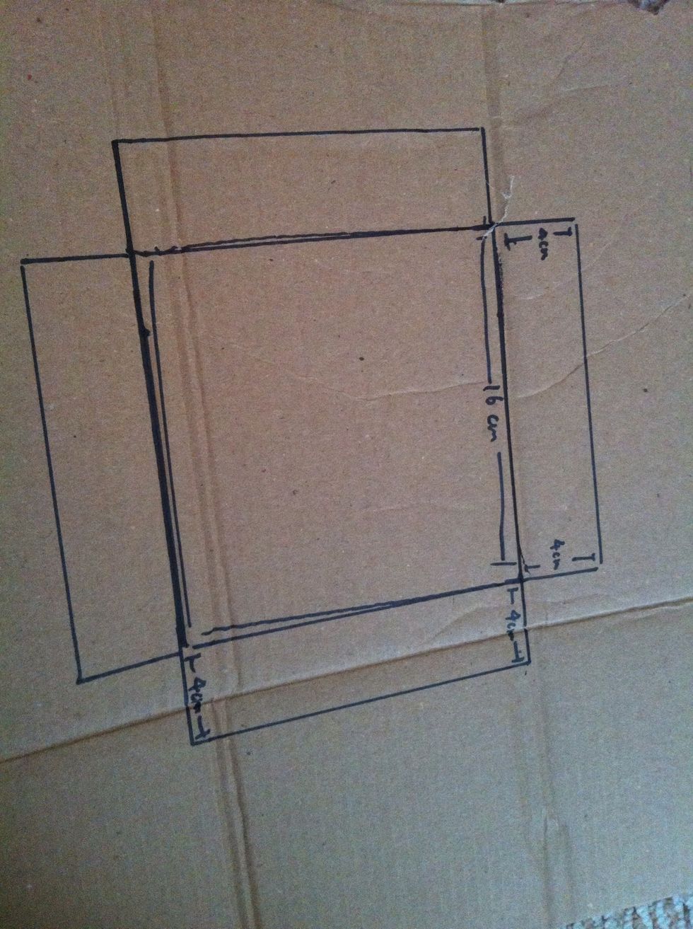 Resize the square( i added a little more space to it to make sure it must fits the box) Then,add 4cm to each side to form a rectangle, like this!;)