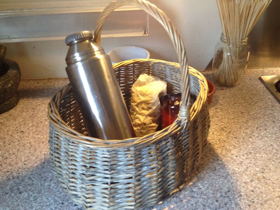 Rest of dough going to my daughter, with coffee for me, and a jar of marmalade as a side treat.