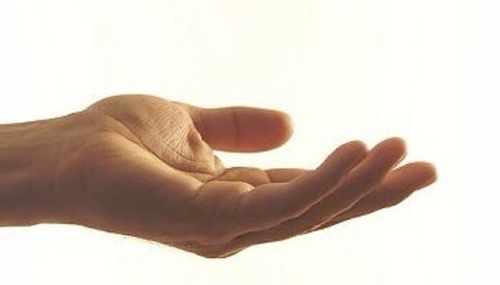 Rest your hands on your knees, with your palms up or down for inner 'balance'. Do not think that meditation is purely religious; it can be used to calm you down.