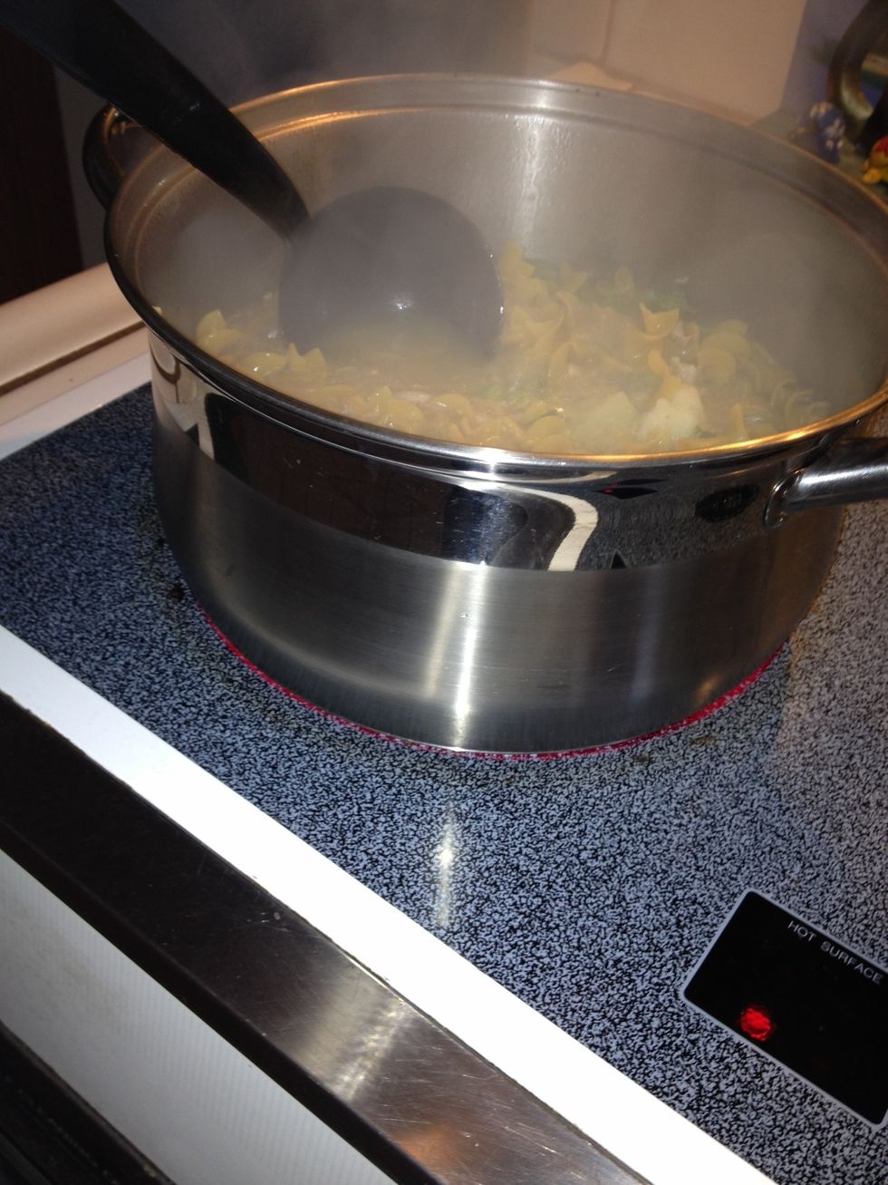 -Return to a boil for 20 minutes- Stir occasionally; add additional water if desired to achieve preferred consistency.