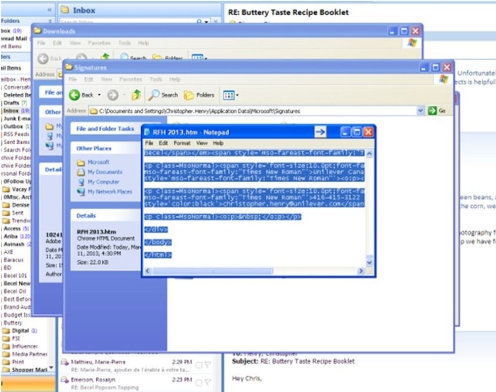 Return to the Notepad file you opened earlier for your Signature.htm file. Select all of the text already there, and delete it. Replace it with the text you copied from your Ride for Heart page.