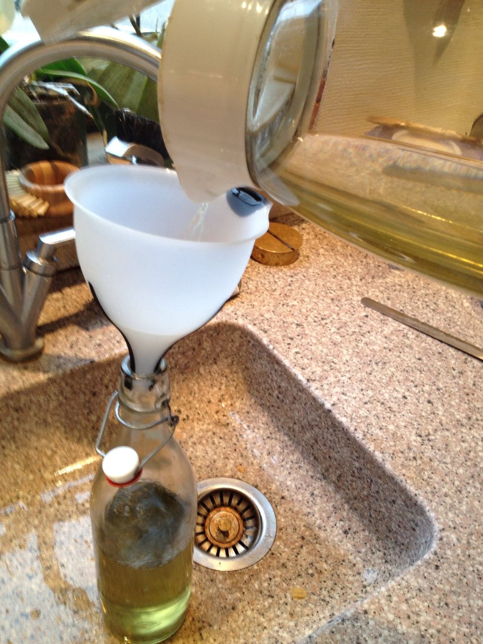 Reuse the vinegar. You can also use vinegar on your shower head and other places where lime scale builds up. Don't use vinegar on marble it will brake down the chalk as it did on the lime scale.