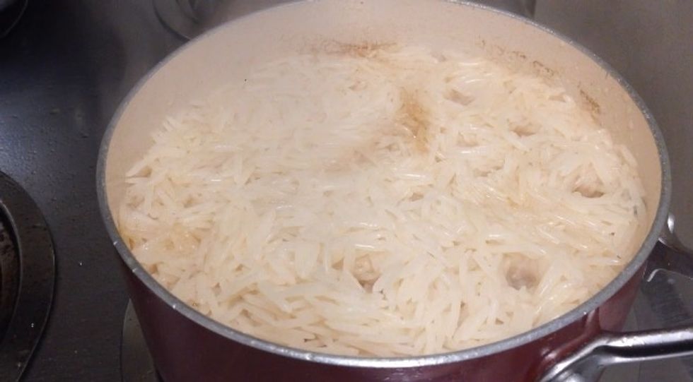 Rice after absorbing water