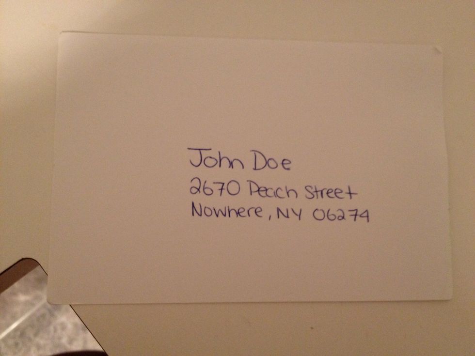 Right below it, write the city, state, and zip code below the street address.