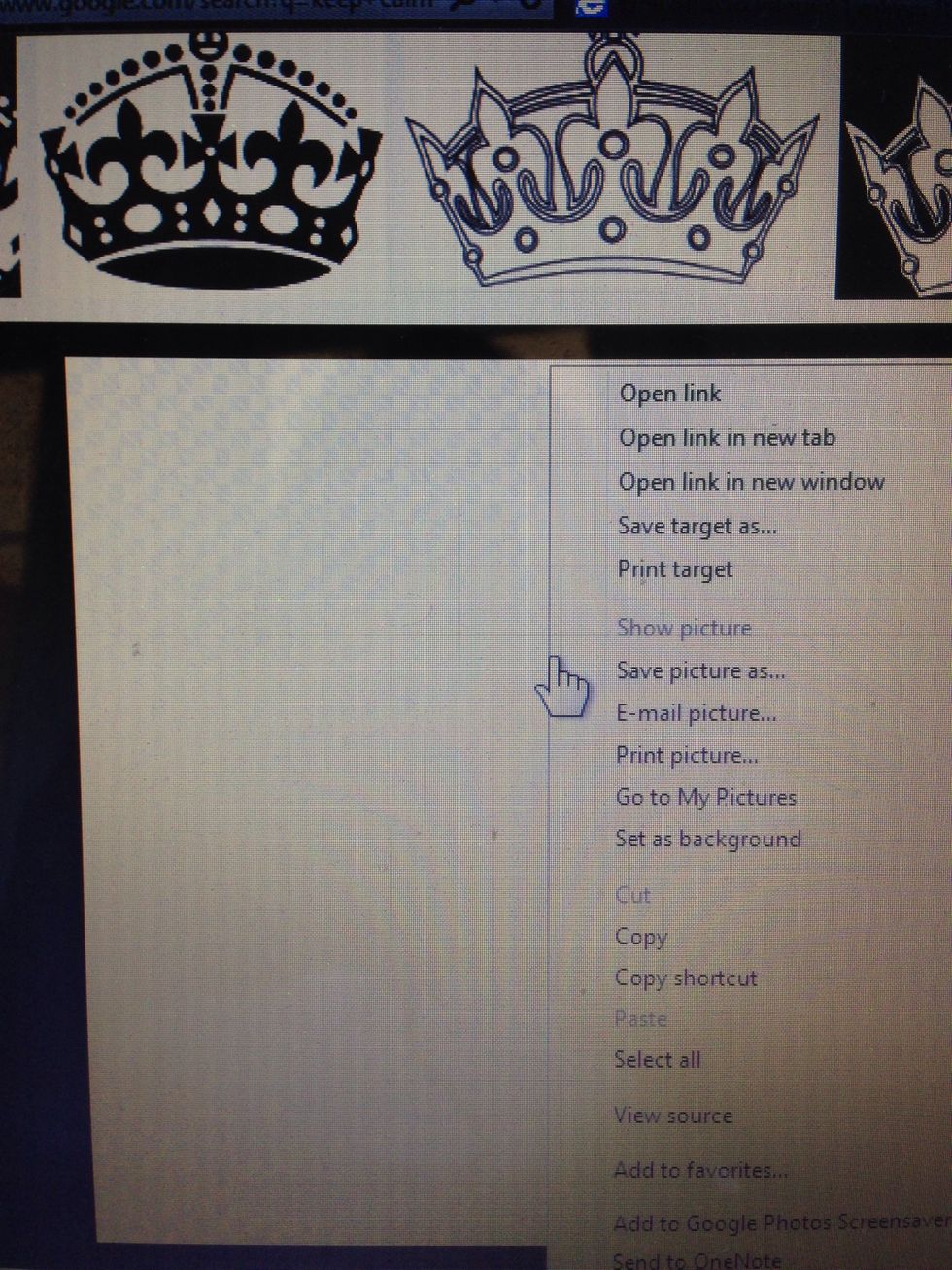 Right click and "Save picture as...." To save the image to your PC. Since I picked white crown on transparent background you don't "see" crown in this picture.