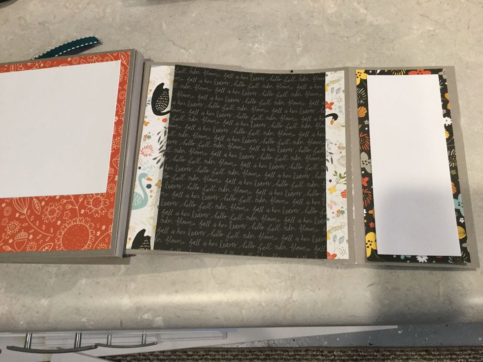 Right flap-2 1/2 X 5 1/2 black flower. White card stock 2 X 5!
