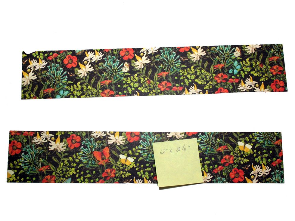 Right side page:  Cut two strips 12 x 2.25" from the remaining Wildflower Bouquet paper.