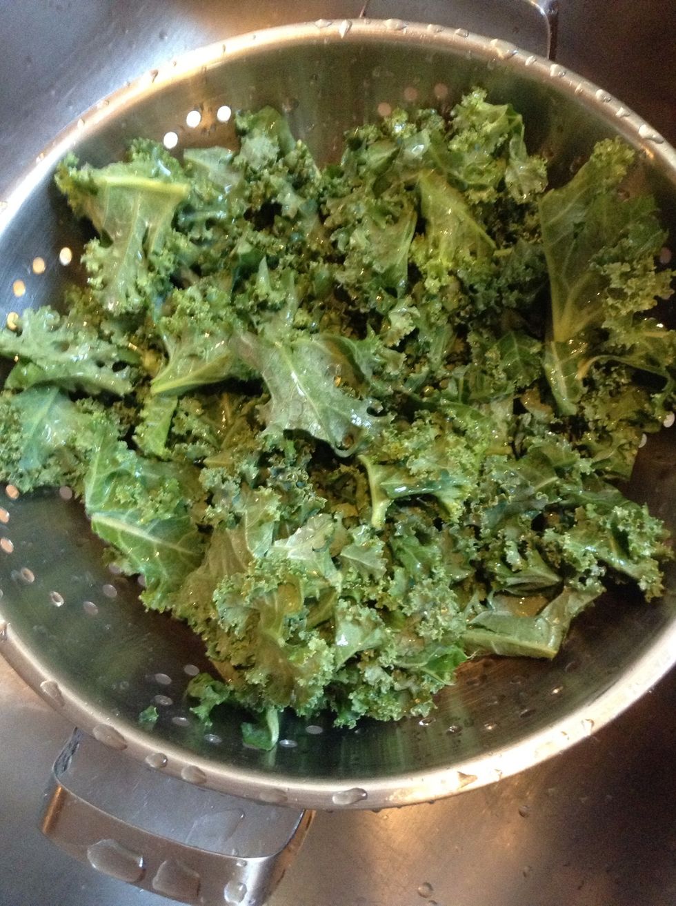 Rinse and chop up kale (I buy pre-washed kale in the bag, but I rinse anyway).