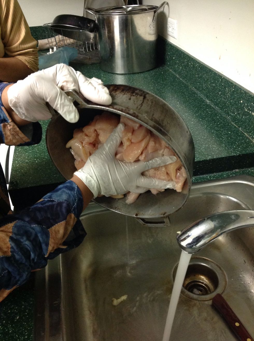 Rinse and Drain Chicken