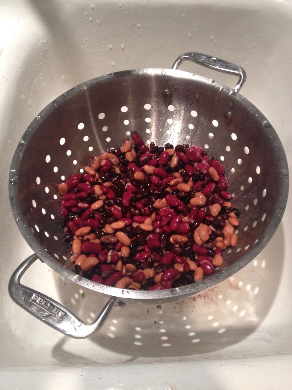 Rinse and drain the beans and add to the pot. Stir to combine. You can also mash the beans a bit if you want. I think it helps the texture, but it certainly isn't necessary.