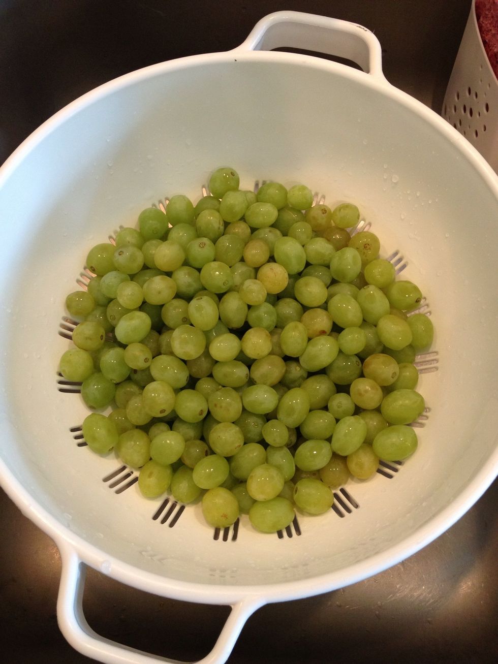 Rinse and dry grapes.
